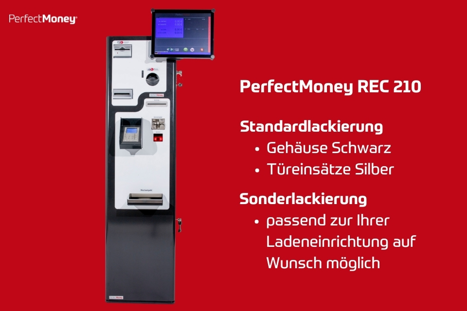 PerfectMoney Bezahlautomat Standgerät PM REC 210 in Standard oder Sonderlackierung