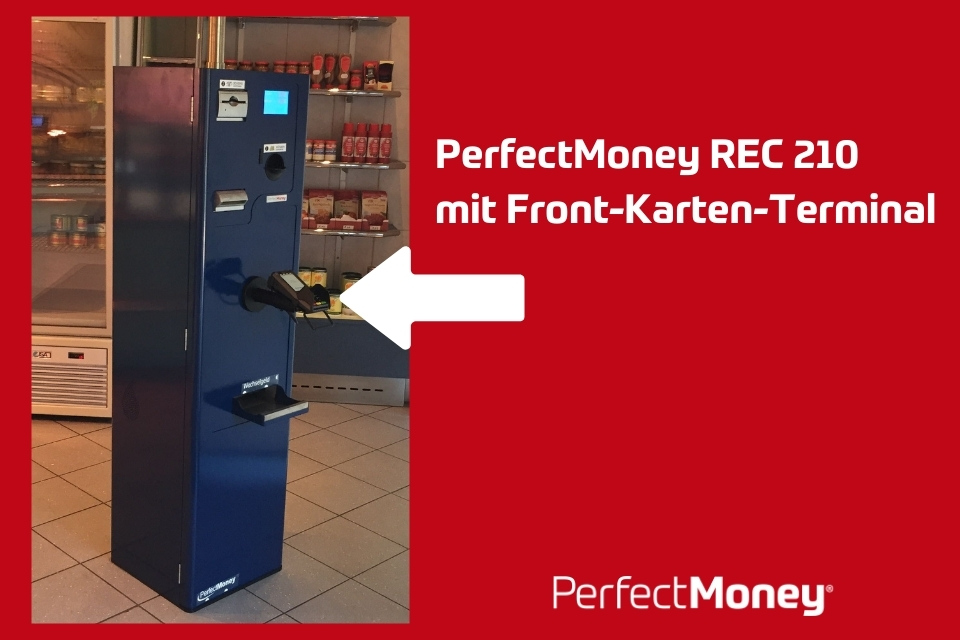 PerfectMoney Standgerät Bezahlautomat REC 210 mit Front-Kartenterminal